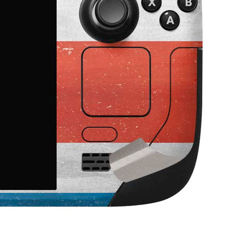 Costa Rican Flag Distressed Steam Deck Handheld Gaming Computer OLED Skin
